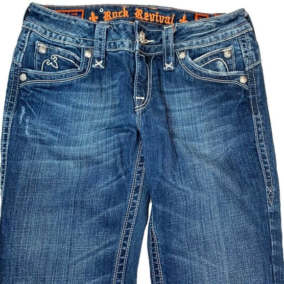 Rock Revival Chrissie Low Rise Boot Leg Stretch Denim Jeans - Picture 1 of 4